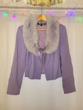 Marvin Richards Fur Blazer Size 4 Purple Unique Vintage Glamour Old Money Chic